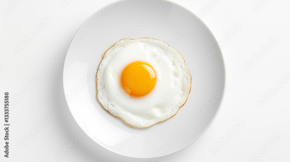 Fried Egg on White Plate Simple Breakfast Food Photo Fried Egg on White Plate Simple Breakfast Food Photo