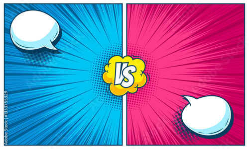 Comic cartoon versus with speech bubble background template