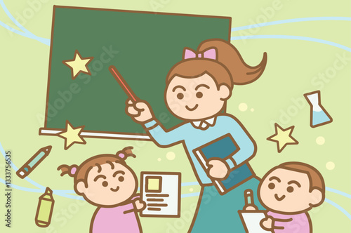 Teacher day cartoon style.