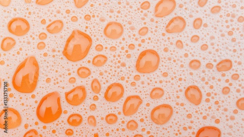 Orange Water Droplets on White Foamy Surface