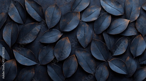 Dark blue leaves background texture