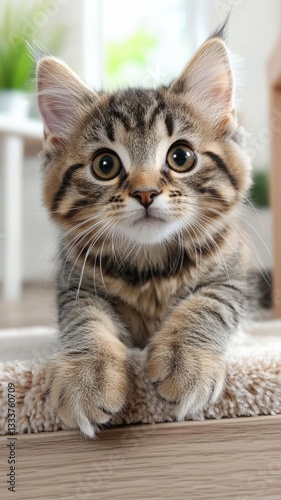 Curious kitten explores its new home with wonder and excitement Generative AI