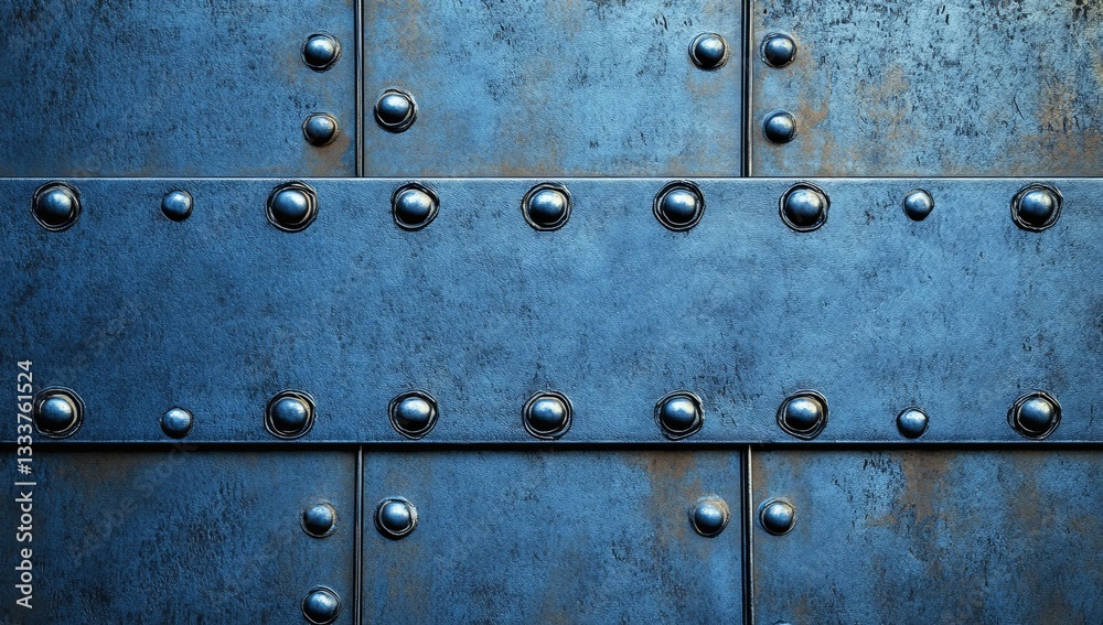 Fototapeta premium Heavy metal plate with rivets