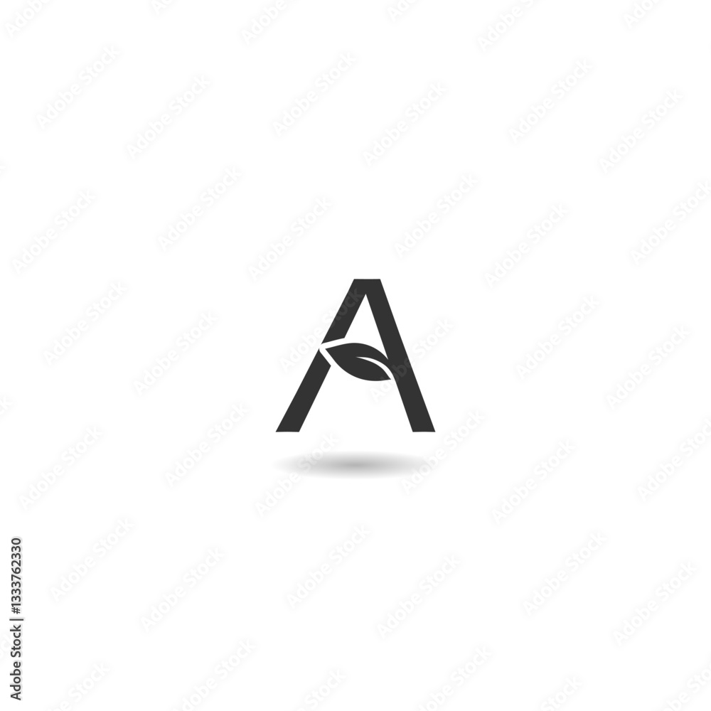 A letter leaves eco logo with shadow A letter leaves eco logo with shadow