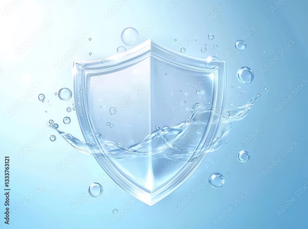Water Splashing Around a Shiny Protective Shield Water Splashing Around a Shiny Protective Shield