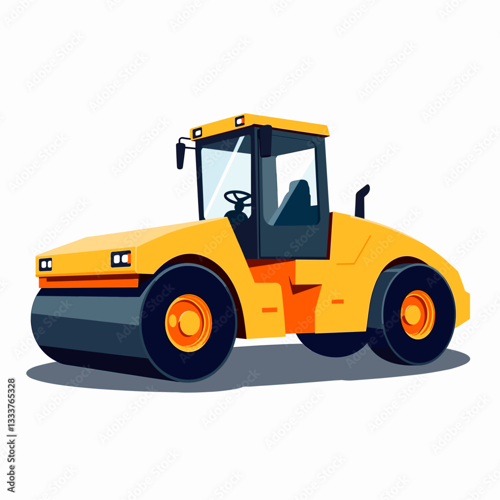 Asphalt roller illustration, flat vector design, construction theme Asphalt roller illustration, flat vector design, construction theme