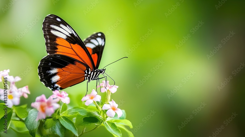 Colorful Butterfly Perched on Delicate Flowers in Natural Habitat Colorful Butterfly Perched on Delicate Flowers in Natural Habitat
