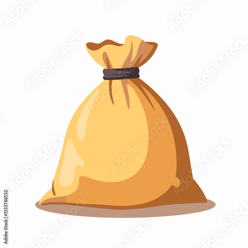 Yellow sandbag on white background, minimalist design concept