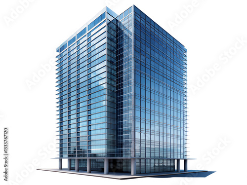 A minimalist Modern skyscraper building with glass 