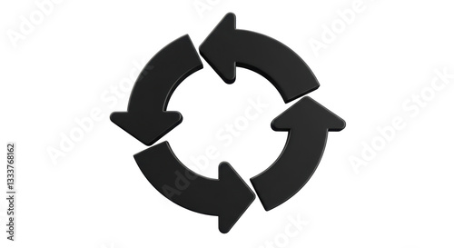 Isolated Revolving Circular Arrows, Implying Continuous Recycle Process and Unending Renewal Cycle