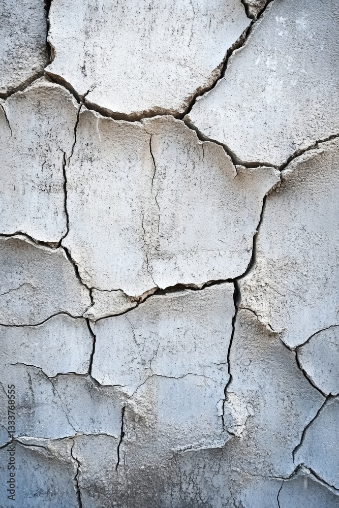 Fototapeta premium Cracked, light gray, dry earth surface