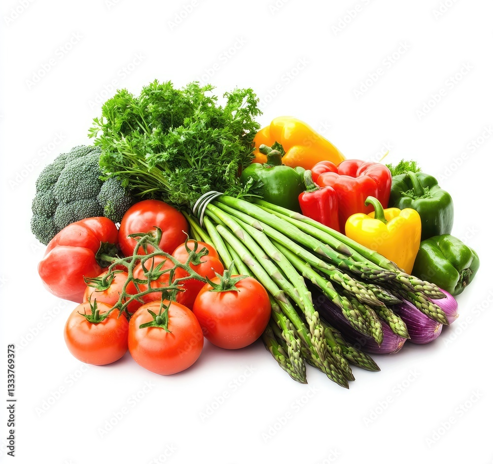 Colorful fresh vegetables pile, studio shot on white Colorful fresh vegetables pile, studio shot on white