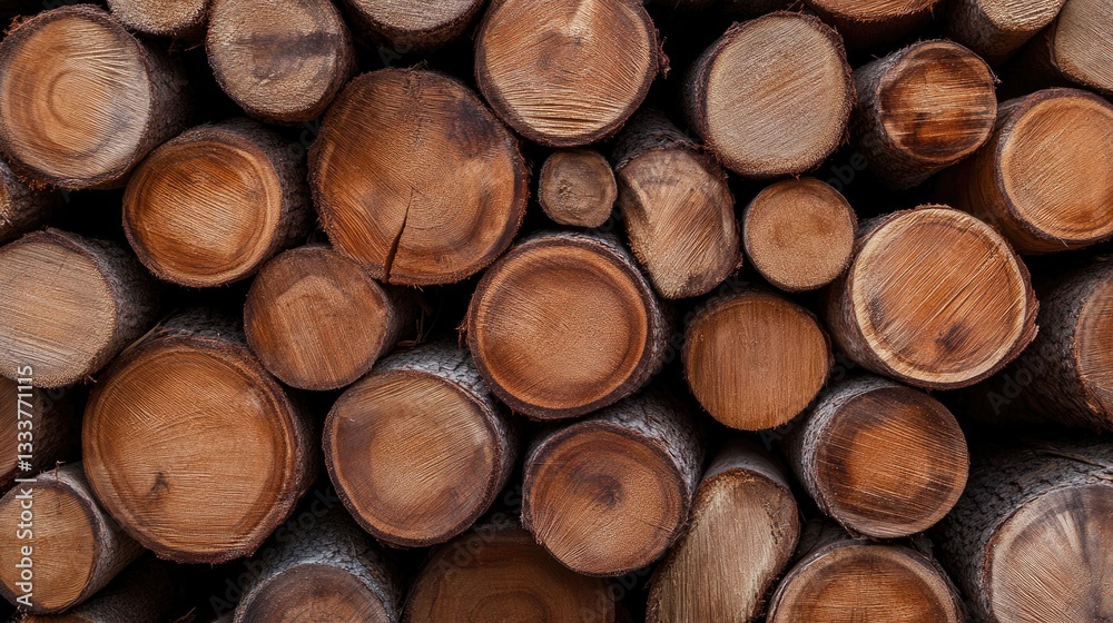 Stacked Logs in Natural Wood Tones for Rustic Interior Design Stacked Logs in Natural Wood Tones for Rustic Interior Design