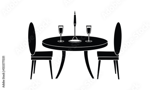 Table set elegant dinner scene.