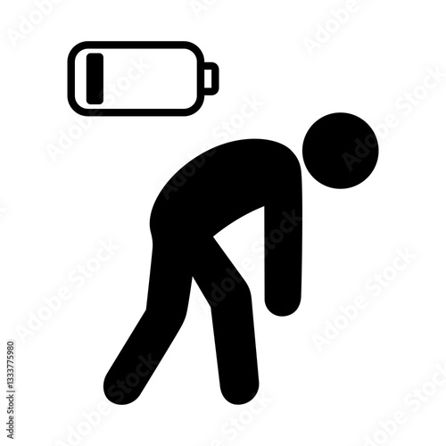 fatigue icon. tired icon, exhausted, no energy. flat vector illustration design.