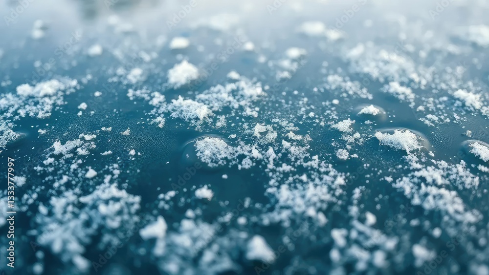 Delicate frost crystals on a frozen pond's surface, frozen, calmness Delicate frost crystals on a frozen pond's surface, frozen, calmness