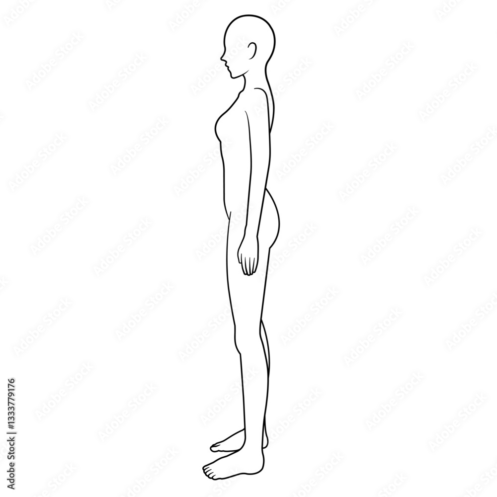 女性の人体図　シェーマ　横向き