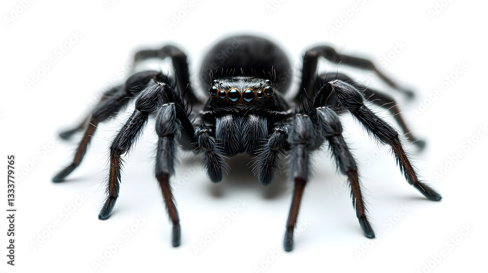 A black spider is standing A black spider is standing