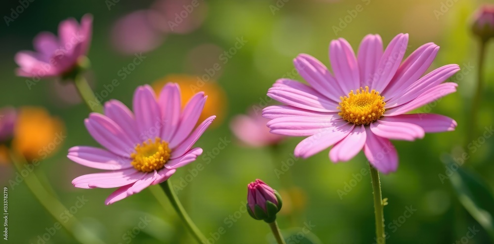 Delicate Osteospermum flowers in a Breton garden, flower field, garden, delicate Delicate Osteospermum flowers in a Breton garden, flower field, garden, delicate