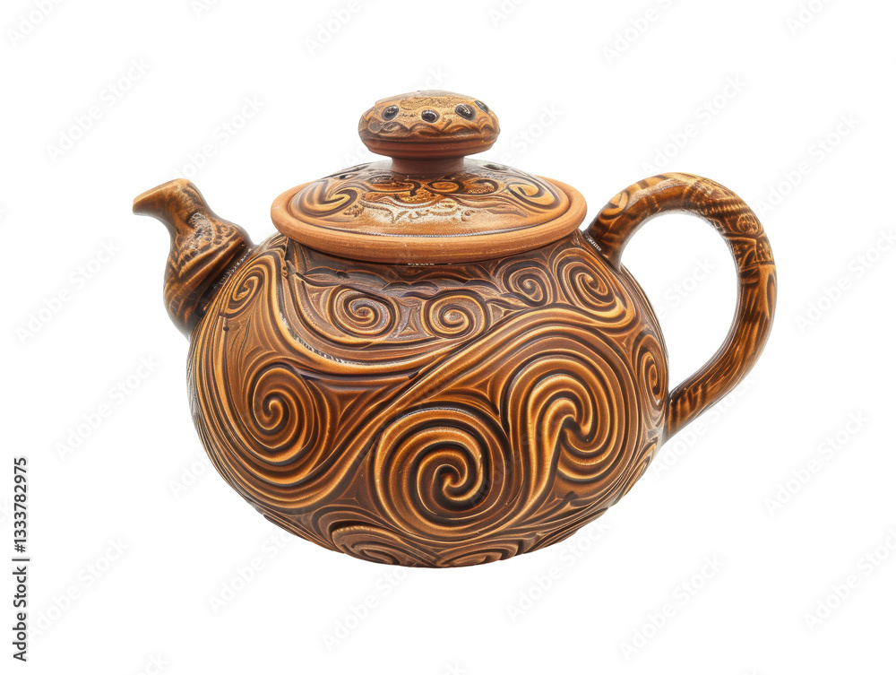 Isolated Spiral Brown Teapot Isolated Spiral Brown Teapot