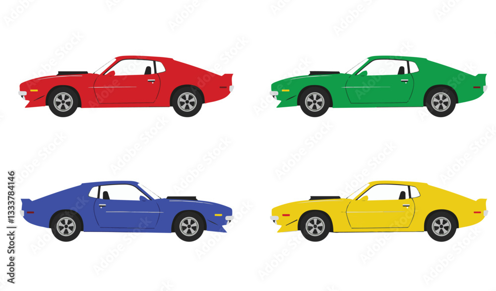 Red Sports Car Illustration modern Muscle Car and Luxury Supercar Design in multiple Views Red Sports Car Illustration modern Muscle Car and Luxury Supercar Design in multiple Views