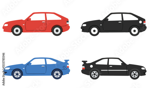 Red Sports Car Illustration  modern Muscle Car and Luxury Supercar Design in multiple Views