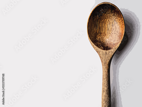 wooden spoon on white background