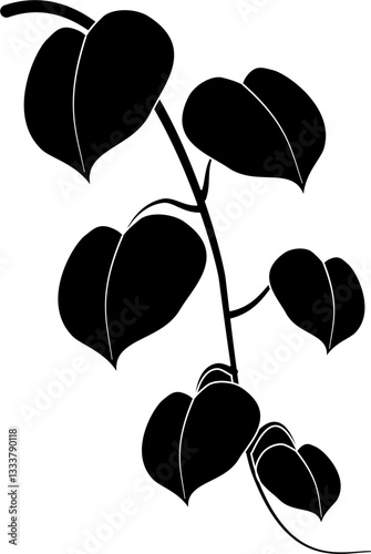 Tropical vine leaf glyph vector