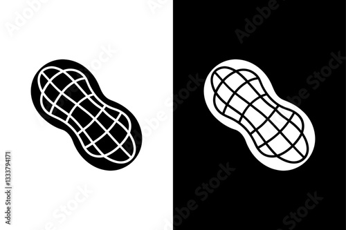 Minimalist Peanut Icon High-Quality Black & White Silhouette.