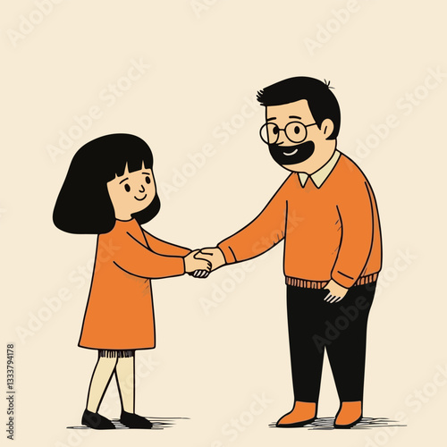 Handshake Between a Girl and a Man