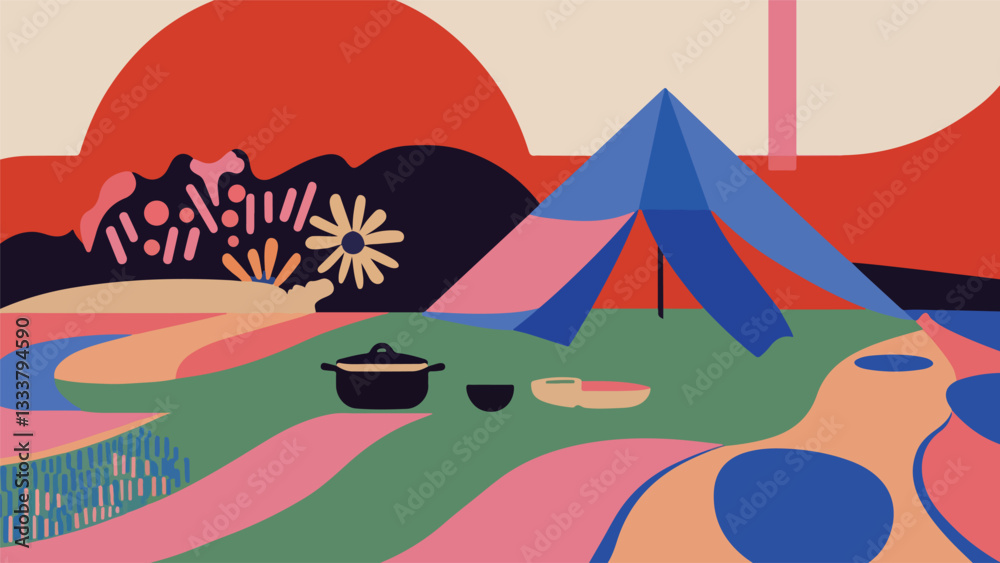 Abstract Camping Scene Abstract Camping Scene