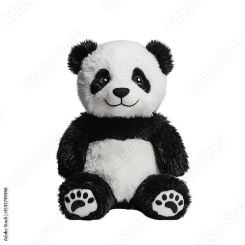 Stuffed Toy Panda with Cute Expression on Transparent Background