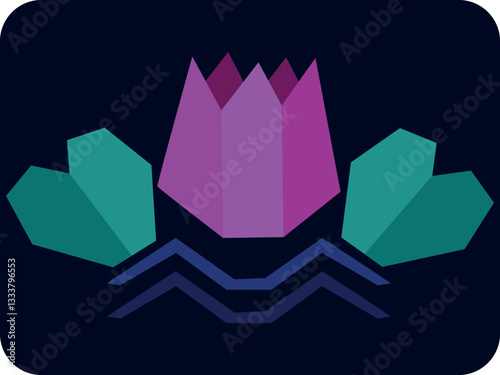 Lotus, nelumbo, water lilly flower.  Pond, lake. Seamless vector pattern for design and decoration.