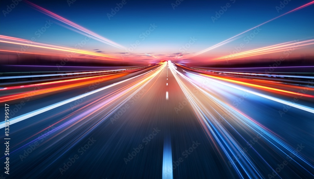 abstract perspective of a highway with blurred lights abstract perspective of a highway with blurred lights