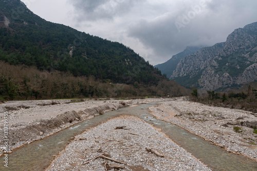 Obraz na płótnie View of Portaikos river in Pyli village, near Trikala, Greece w salonie