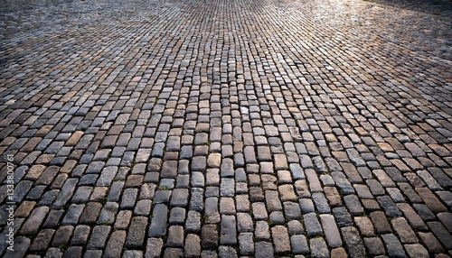 old square cobble stone paving perspective background