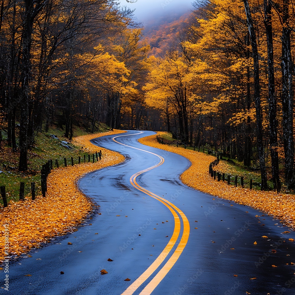 Scenic autumn forest with winding road high resolution hd background Scenic autumn forest with winding road high resolution hd background