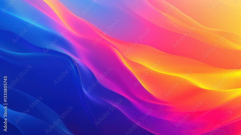 Fototapeta premium Vibrant Abstract Wave Background in Blue Pink and Yellow