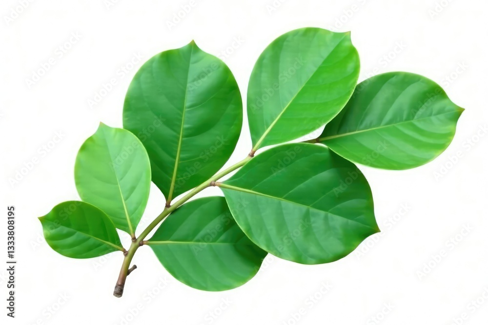 Fototapeta premium Large Eucalyptus leaf on white background isolated, green, large, isolated leaves