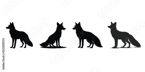 Set of vector illustration of a fox