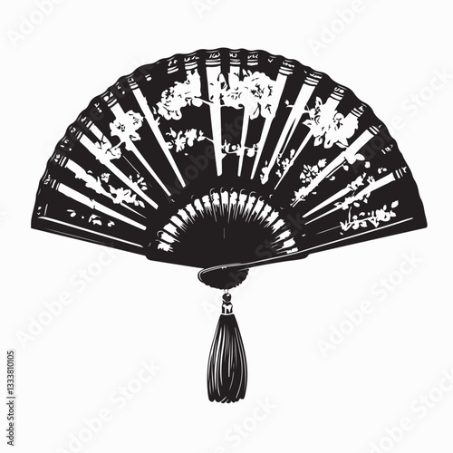 Chinese Fans Vector Image. Elegant Chinese folding fans floral pattern handheld fans 