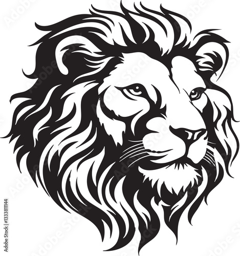 closeup head lion looking. vector