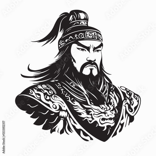 Genghis khan vector illustration Isolated on white background.