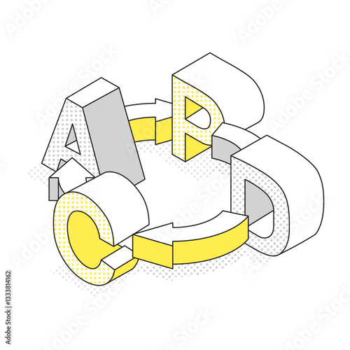ビジネス シンプル PDCA アイソメ
