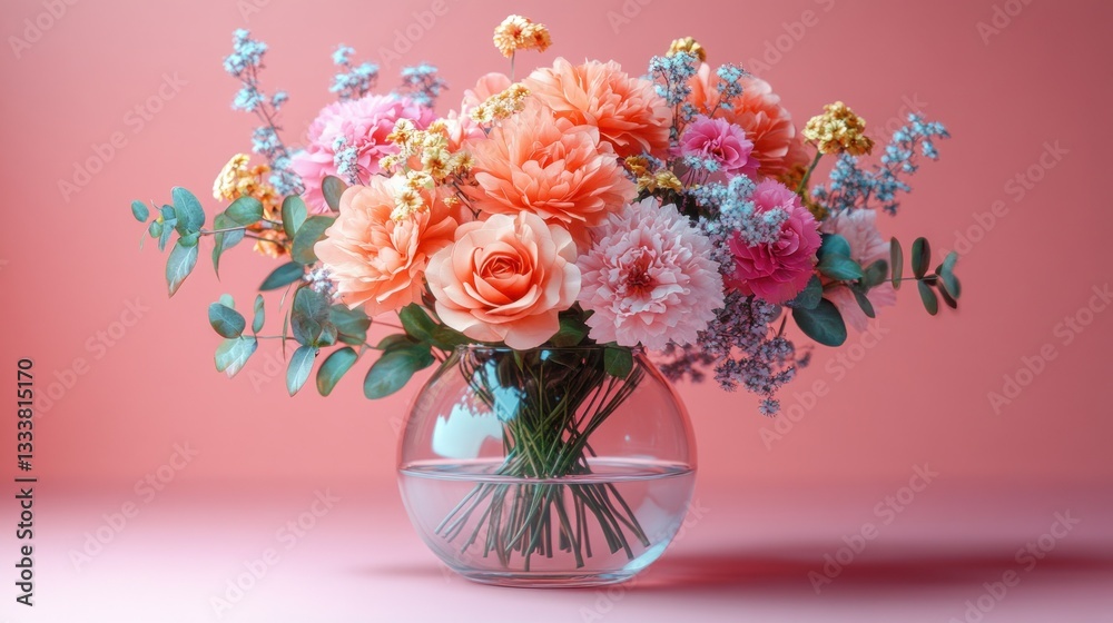 Fototapeta premium Vibrant bouquet in a glass vase