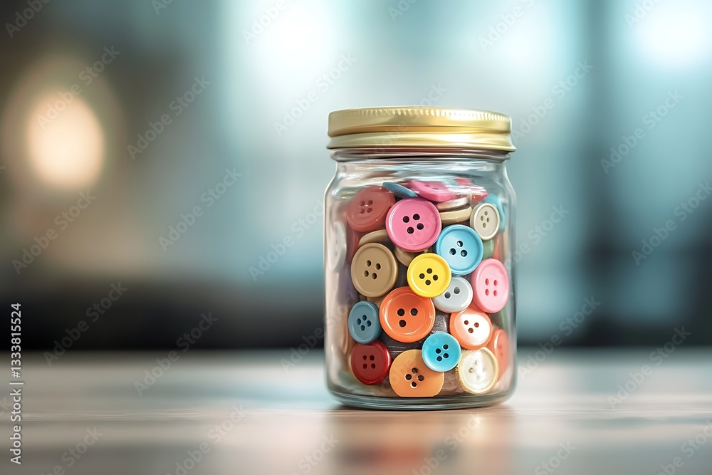 Colorful Buttons in a Glass Jar - A Charming Craft Storage Idea Colorful Buttons in a Glass Jar - A Charming Craft Storage Idea