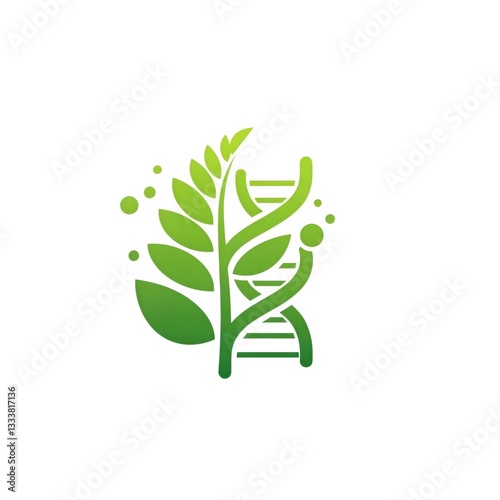 Green plant growing with dna double helix structure