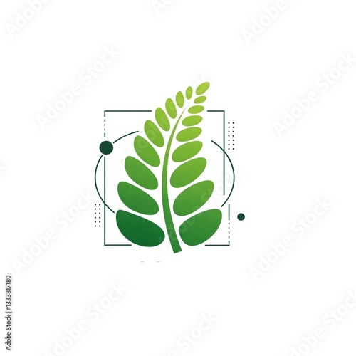 Green fern leaf logo representing nature and growth