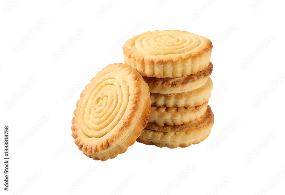 Stacked short pastry cookies isolated on transparent background Stacked short pastry cookies isolated on transparent background