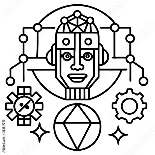 Modern Artificial Intelligence Symbols for Digital and Tech Projects

